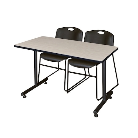 Kobe Rectangle Tables > Training Tables > Kobe Training Table & Chair Sets, 48 W, 30 L, 29 H, Maple MKTRCT4830PL44BK